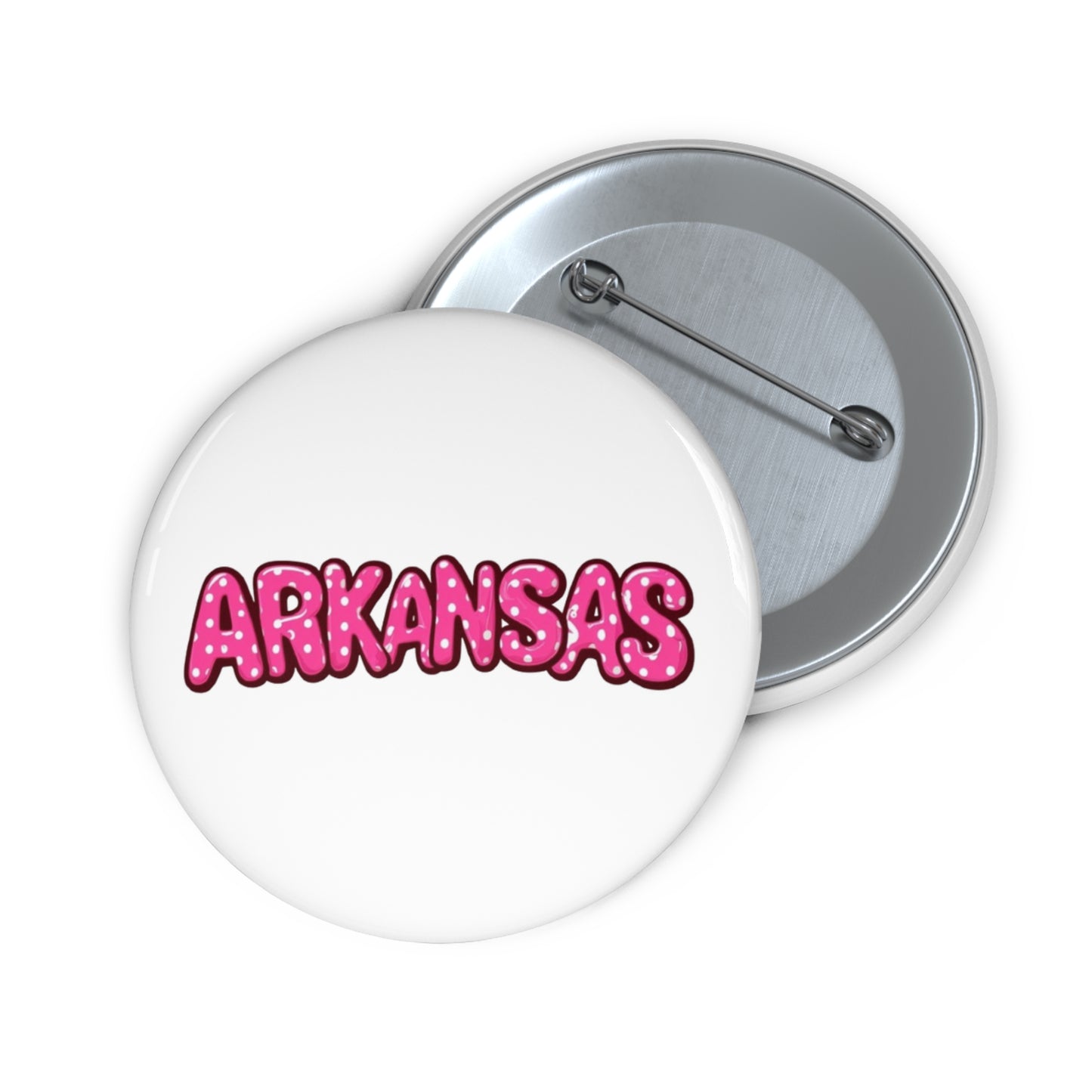 Arkansas Pink Bubble Letter Game Day Pin