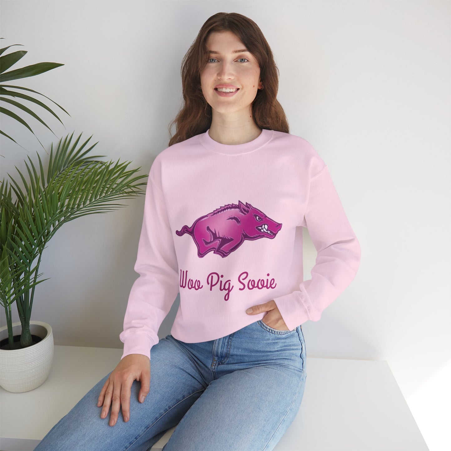 Pink University of Arkansas Razorback Crewneck