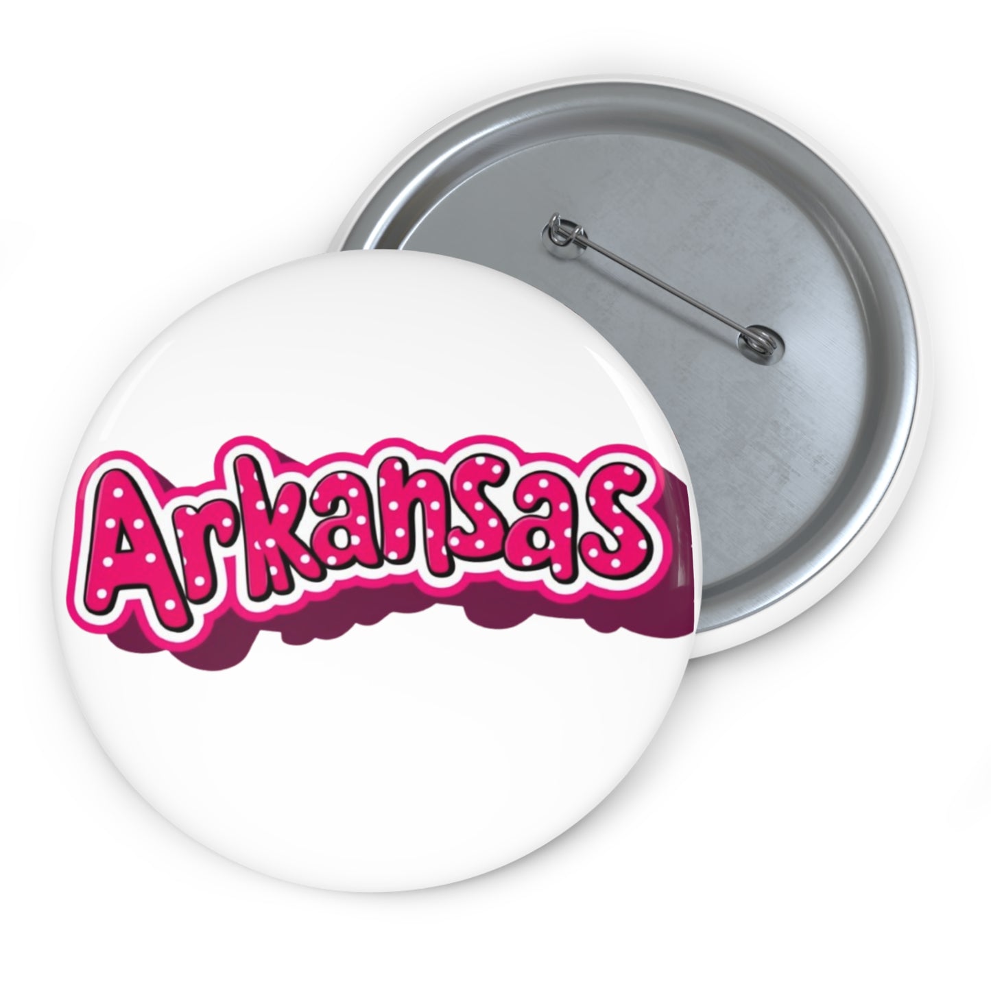 Arkansas Pink Bubble Letter Game Day Pin